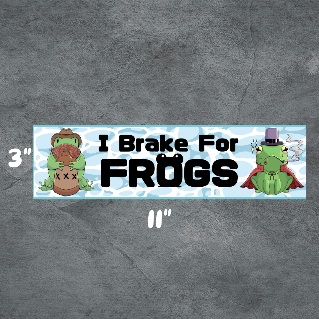 Brake for Frogs Bumper-Sticker | 3"x11" | Deviant Kreations