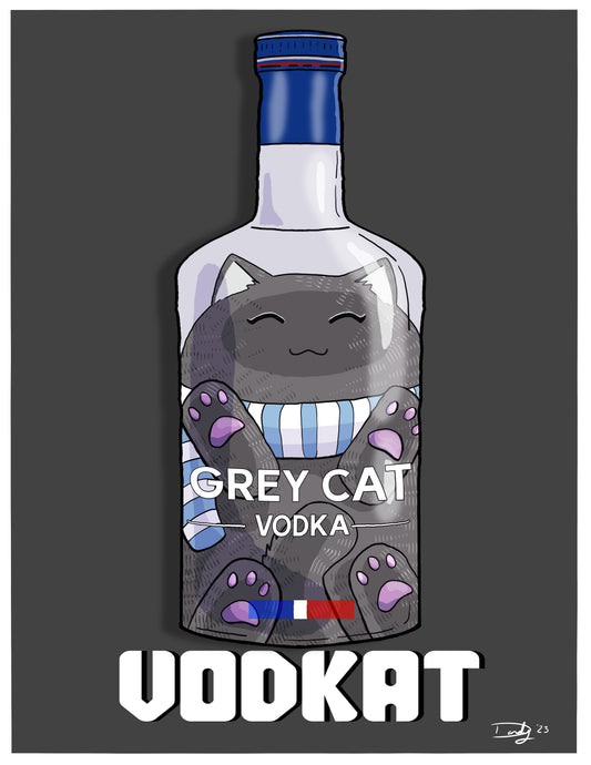 Vodkat Cat-Tail Art Print | 8.5"x11" | Wall Art | Deviant Kreations - Deviantkreations