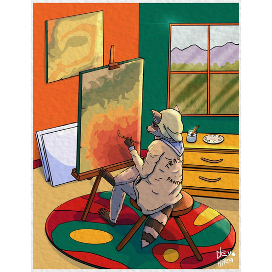 Artsy Raccoon Art Print | DevKrea - Deviantkreations