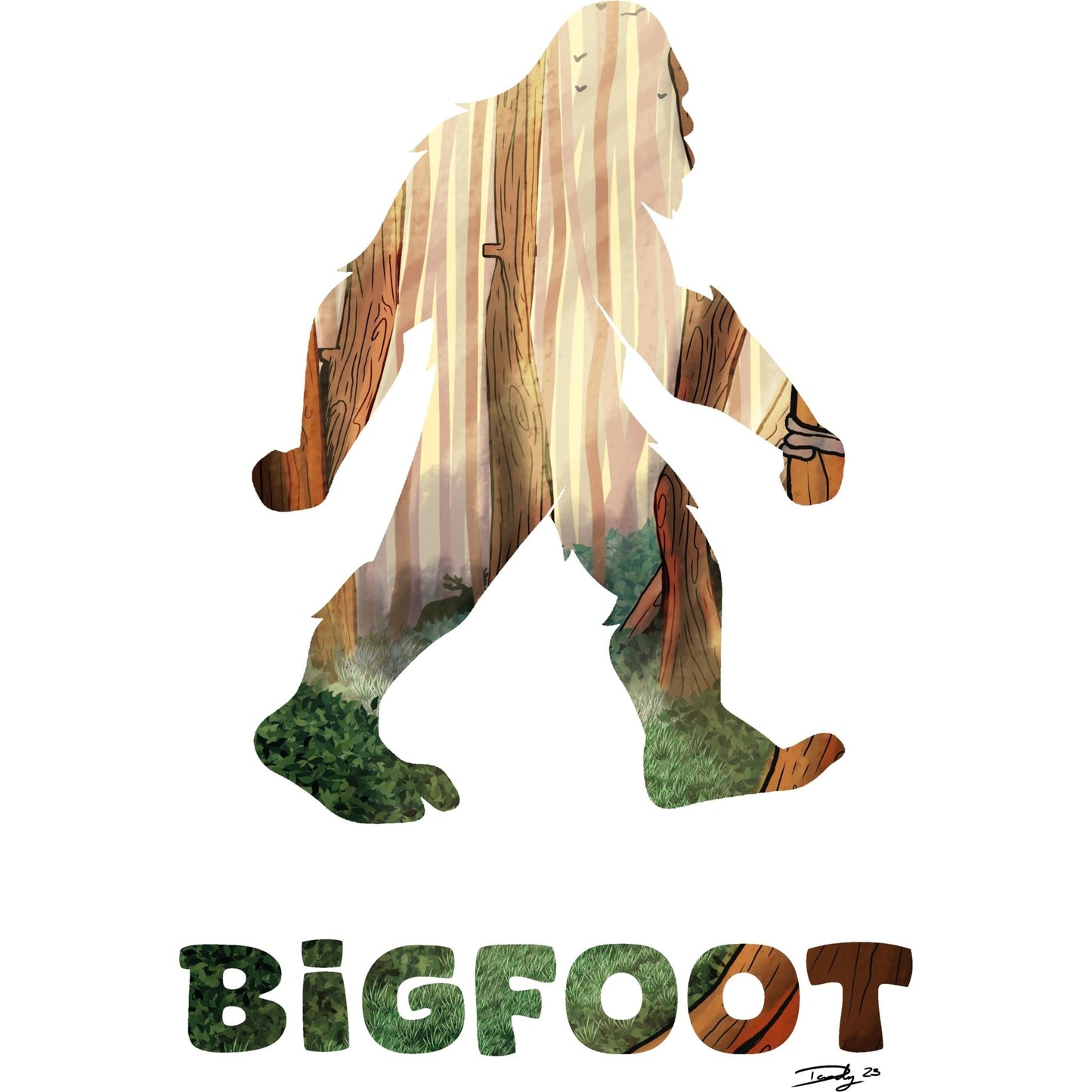 Bigfoot Cryptid Print | Wall Art | 8.5"x11" - 12"x18" | Deviant Kreations - Deviantkreations