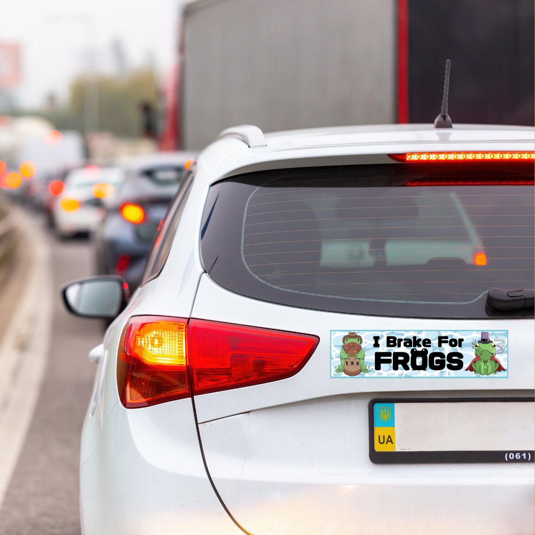 Brake for Frogs Bumper-Sticker | 3"x11" | Deviant Kreations - Deviantkreations