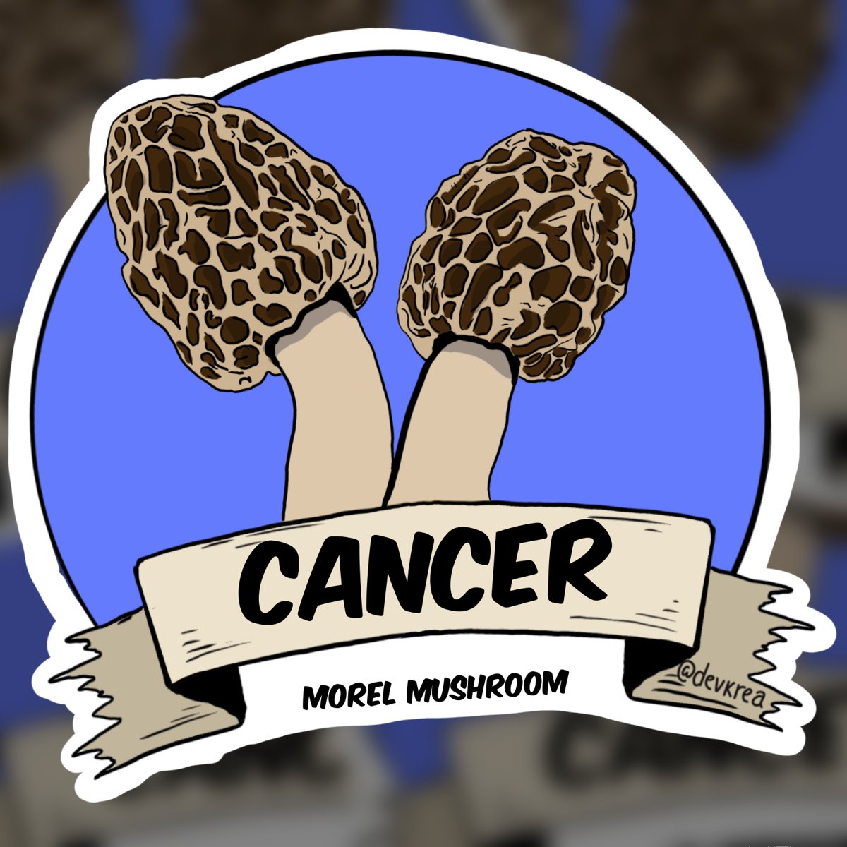 Cancer Zodiac Mushroom 3" Vinyl Sticker | Deviant Kreations - Deviantkreations