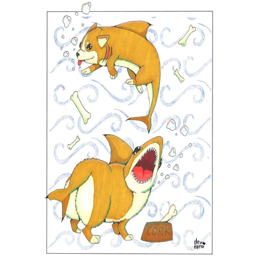 Corgi Shark Print | DevKrea - Deviantkreations