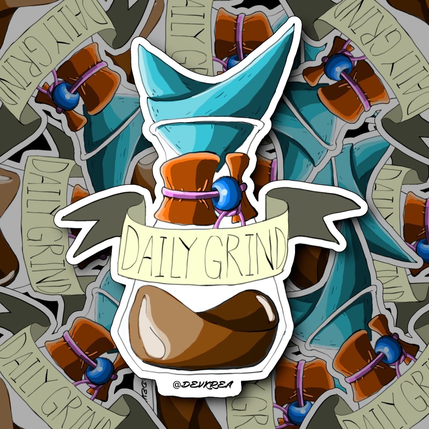 Daily Grind Coffee Sticker | 3" | DevKrea - Deviantkreations