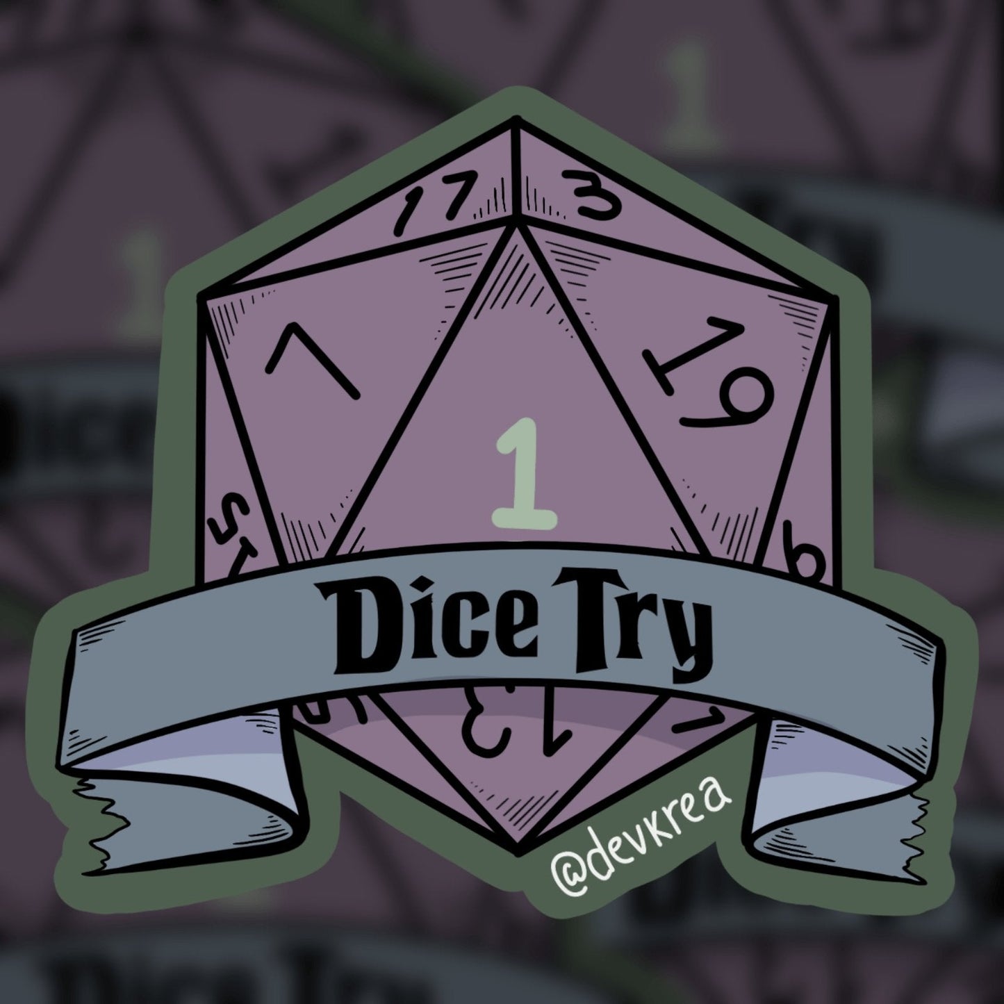 Dice Try Vinyl Sticker | 3" | DevKrea - Deviantkreations