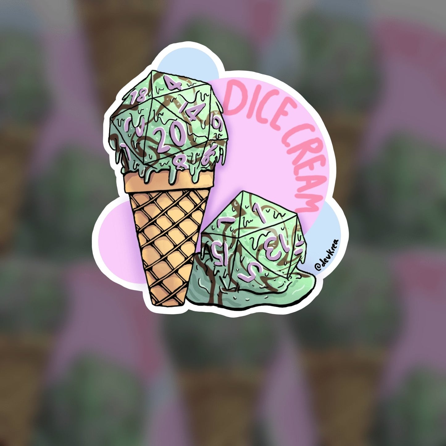 Dicecream Sticker | 3" | DevKrea - Deviantkreations