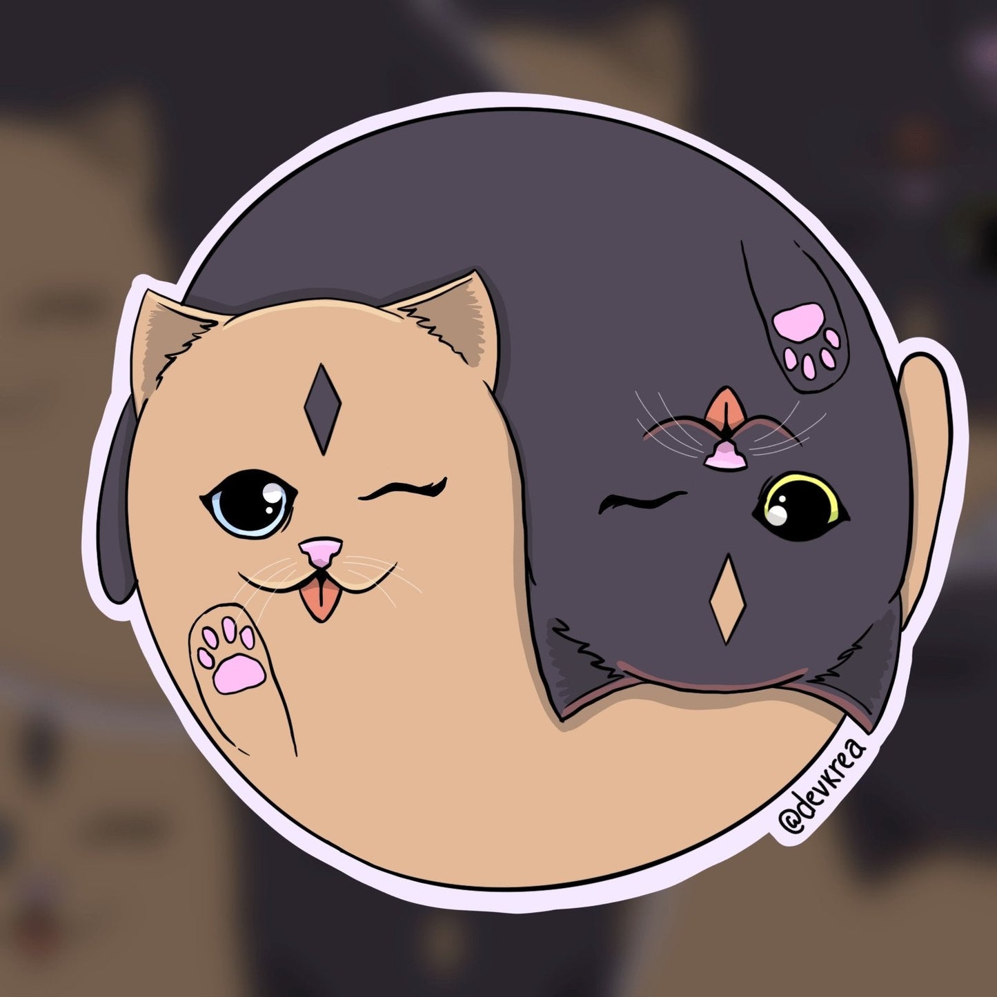 Duality Cat Vinyl Sticker | 3" | Devkrea - Deviantkreations