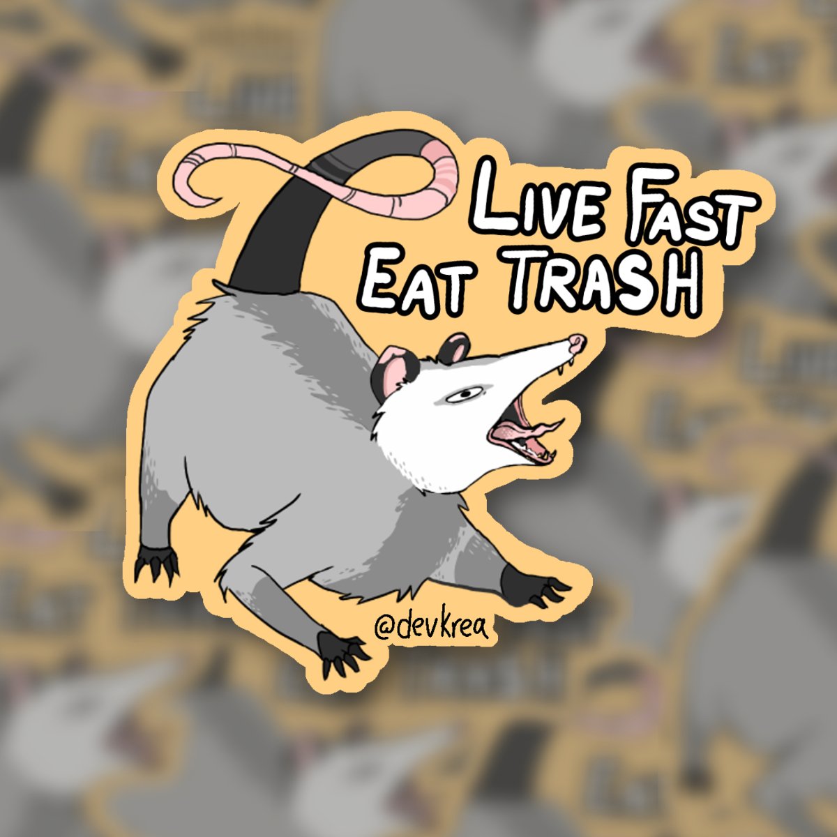 Eat Trash Opossum Sticker | 3" | Deviant Kreations - Deviantkreations