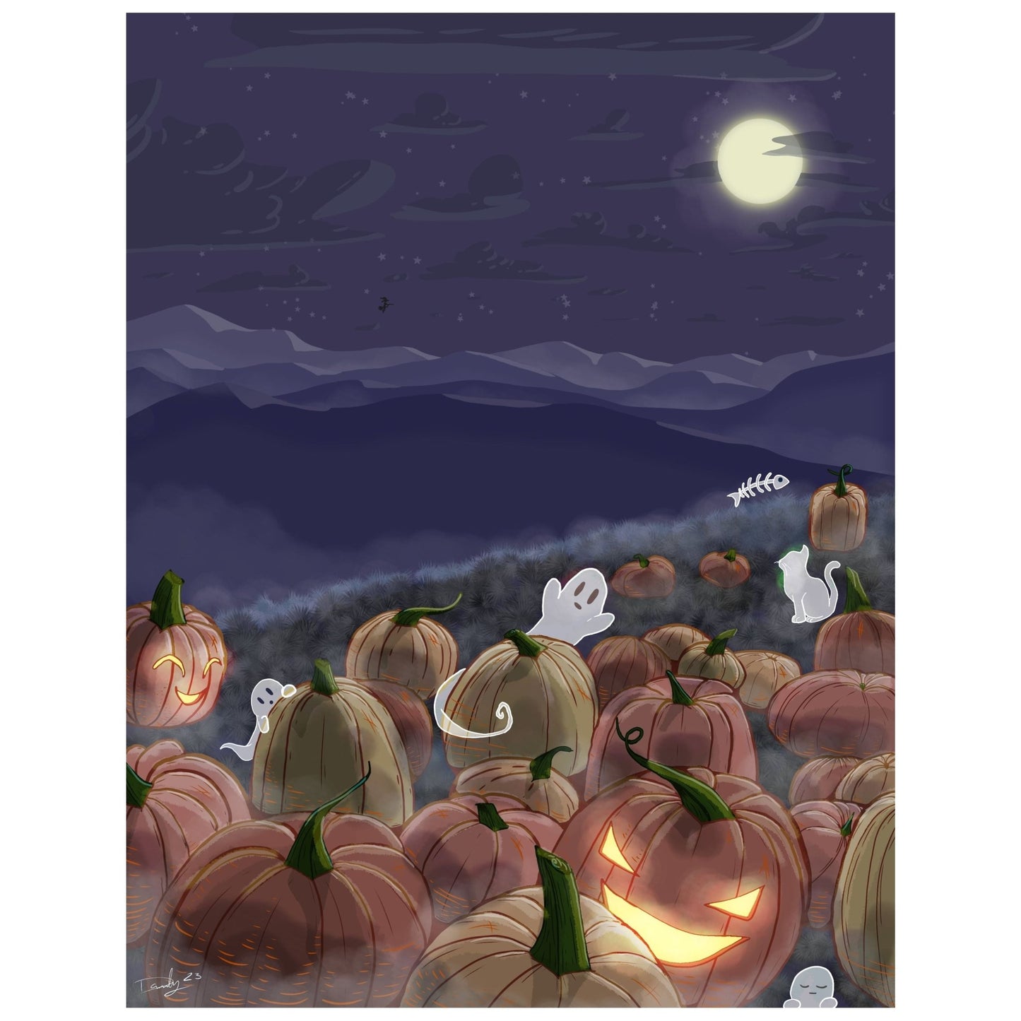 Ghostly Pumpkin Patch Print | Wall Art | 8.5"x11" | Deviant Kreations - Deviantkreations