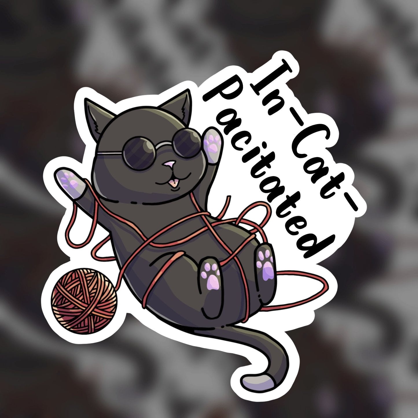 In-Cat-Pacitated Sticker | 3" | DevKrea - Deviantkreations