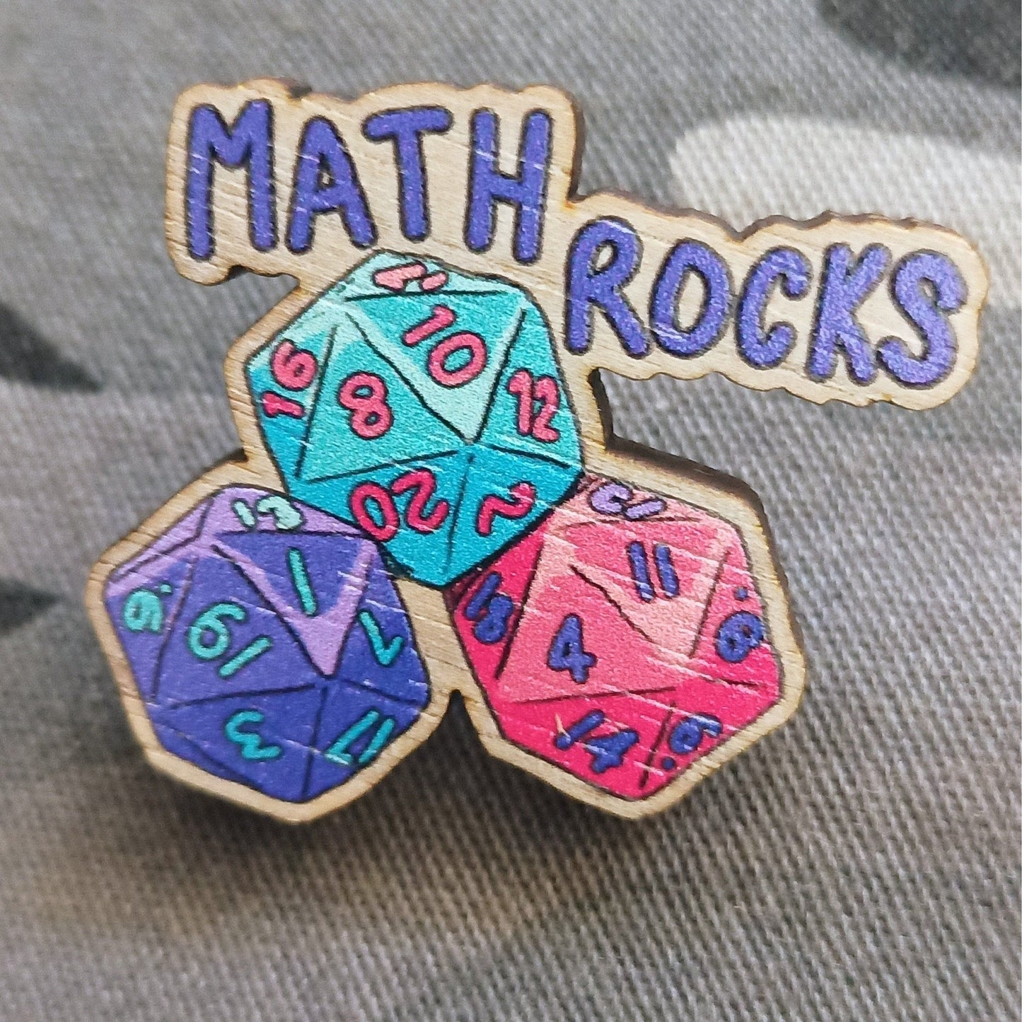 Math Rocks | Wooden Pin 1.5" | Deviant Kreations - Deviantkreations