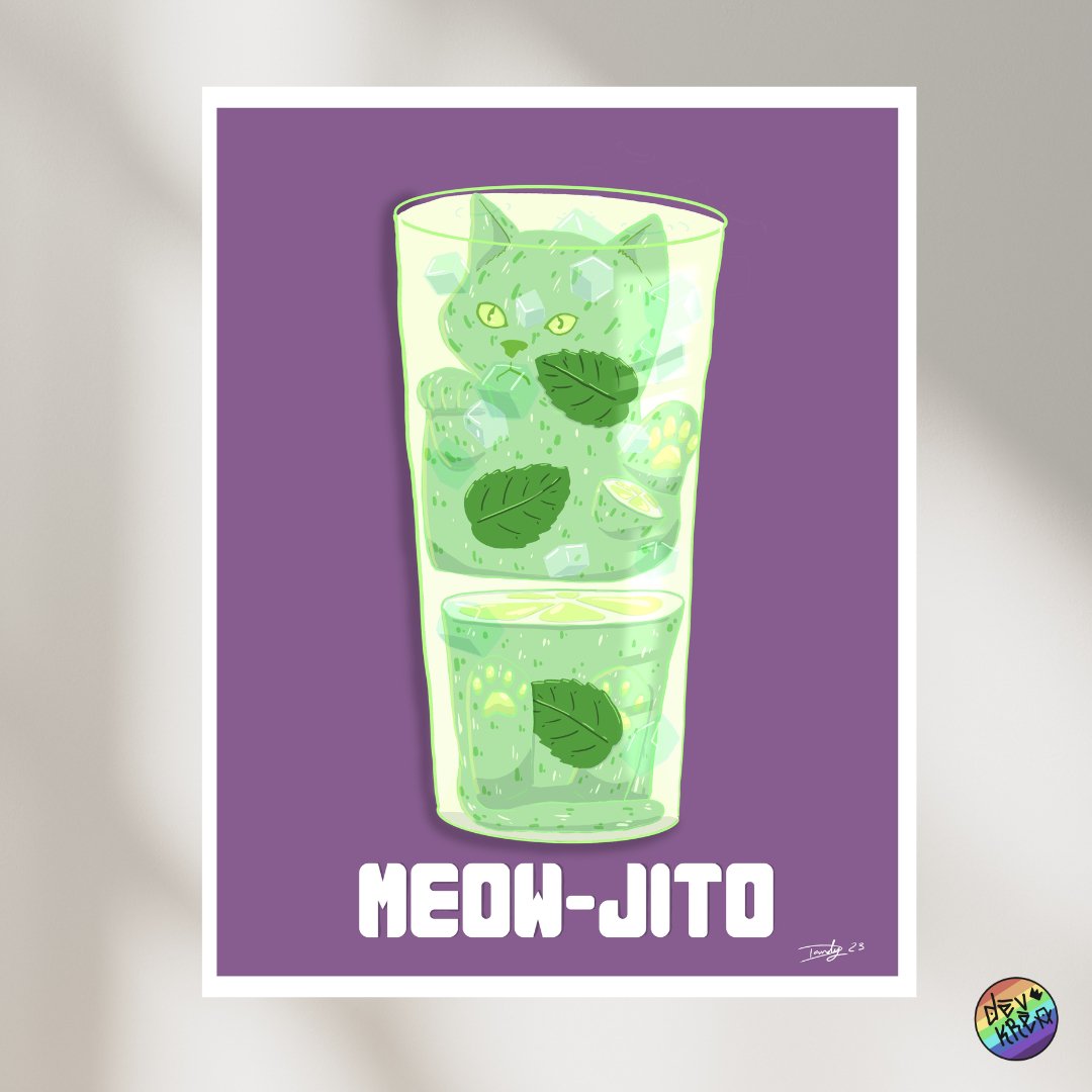 Meow-jito Print Cat-Tail | 8.5"x11" & 12"x18" | Deviant Kreations - Deviantkreations