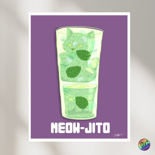 Meow-jito Print Cat-Tail | 8.5"x11" & 12"x18" | Deviant Kreations - Deviantkreations