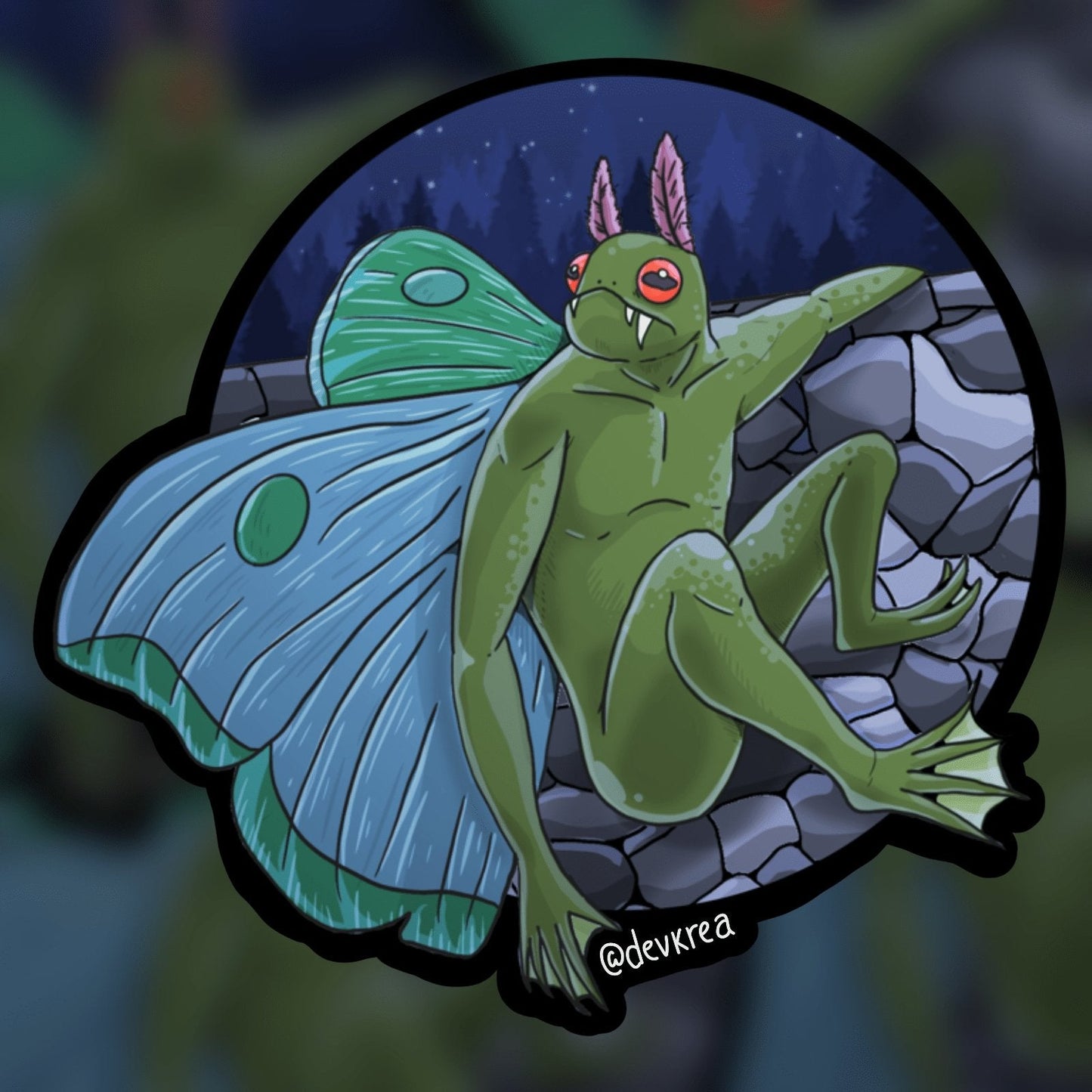 MothFrog Man Vinyl Sticker | 3" | Devkrea - Deviantkreations