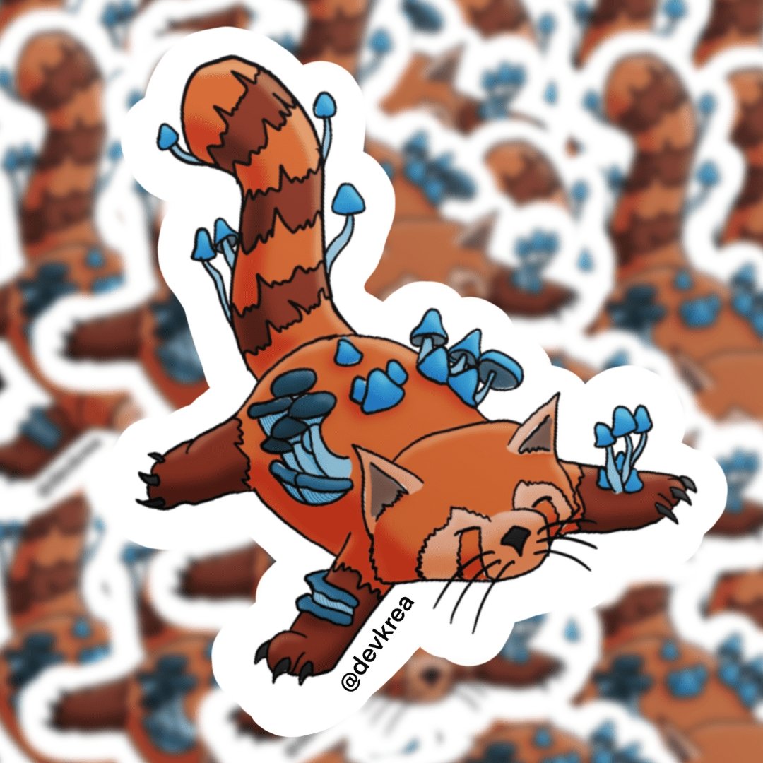 Mushroom RedPanda Sticker | 3" | Devkrea - Deviantkreations