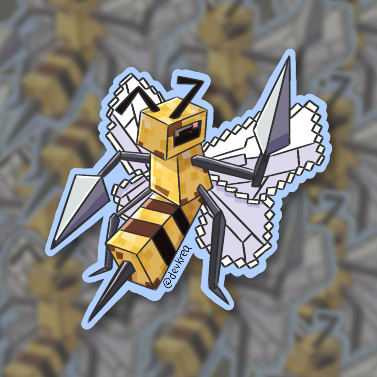Pixel Bee Fusion Sticker | 3" | Deviant Kreations - Deviantkreations