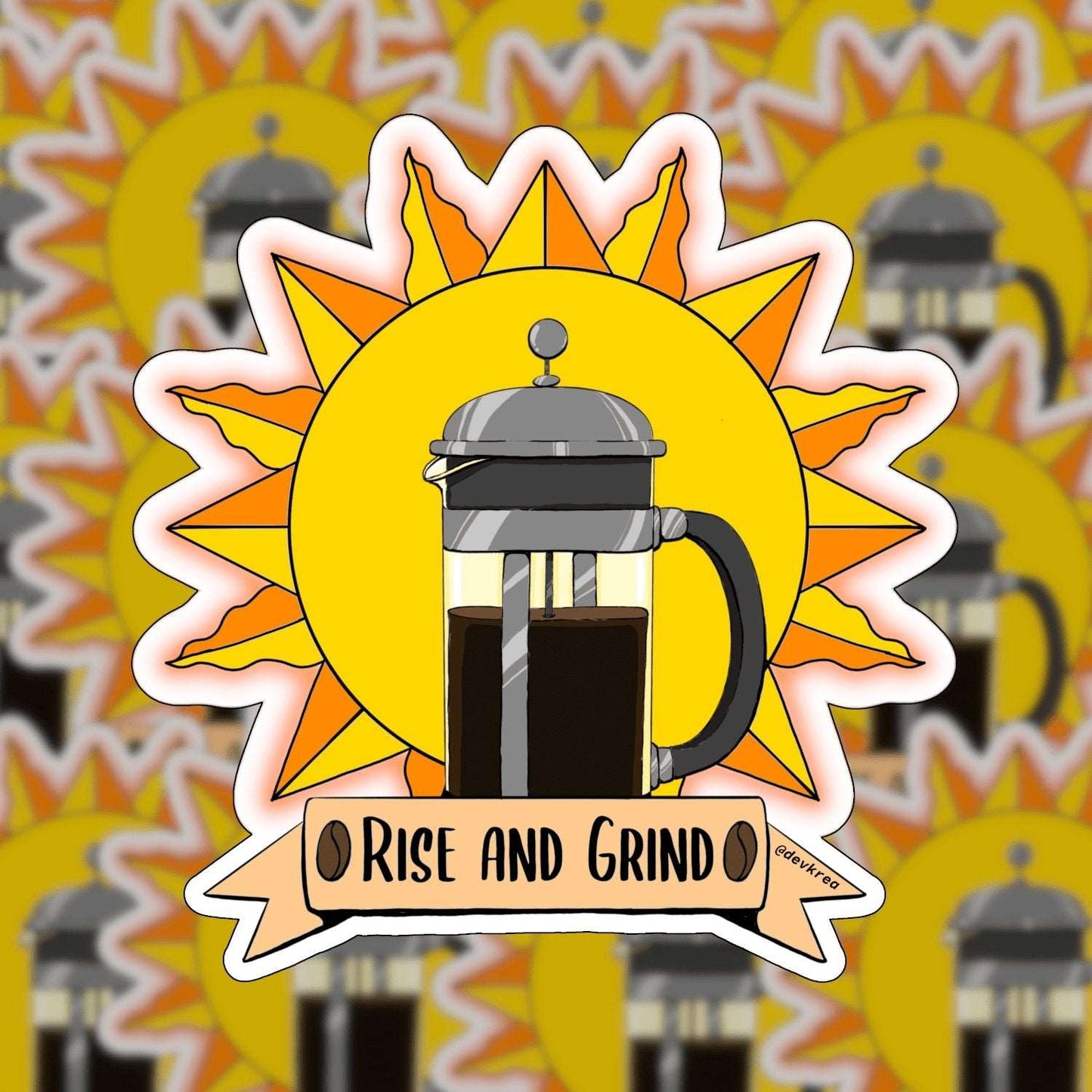 Rise and Grind Sticker | DevKrea - Deviantkreations