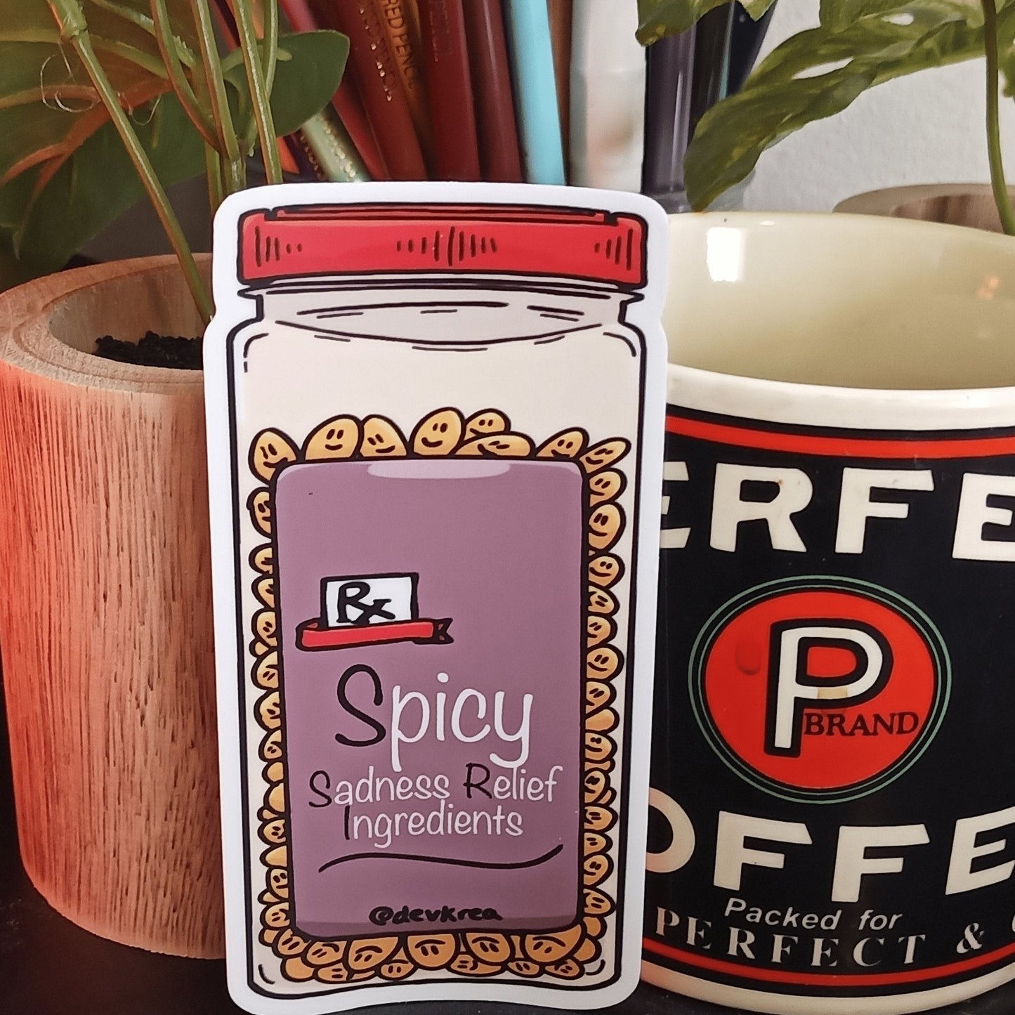 Spicy Sadness Relief Ingredients (SSRI's) Sticker | 4" | DevKrea - Deviantkreations