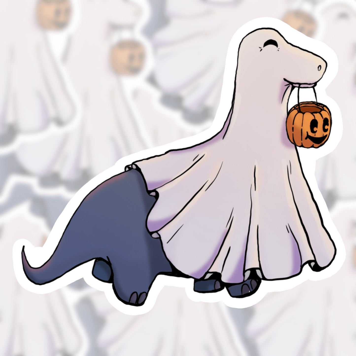 Trick or Treat Dino Sticker | 3" | DevKrea - Deviantkreations