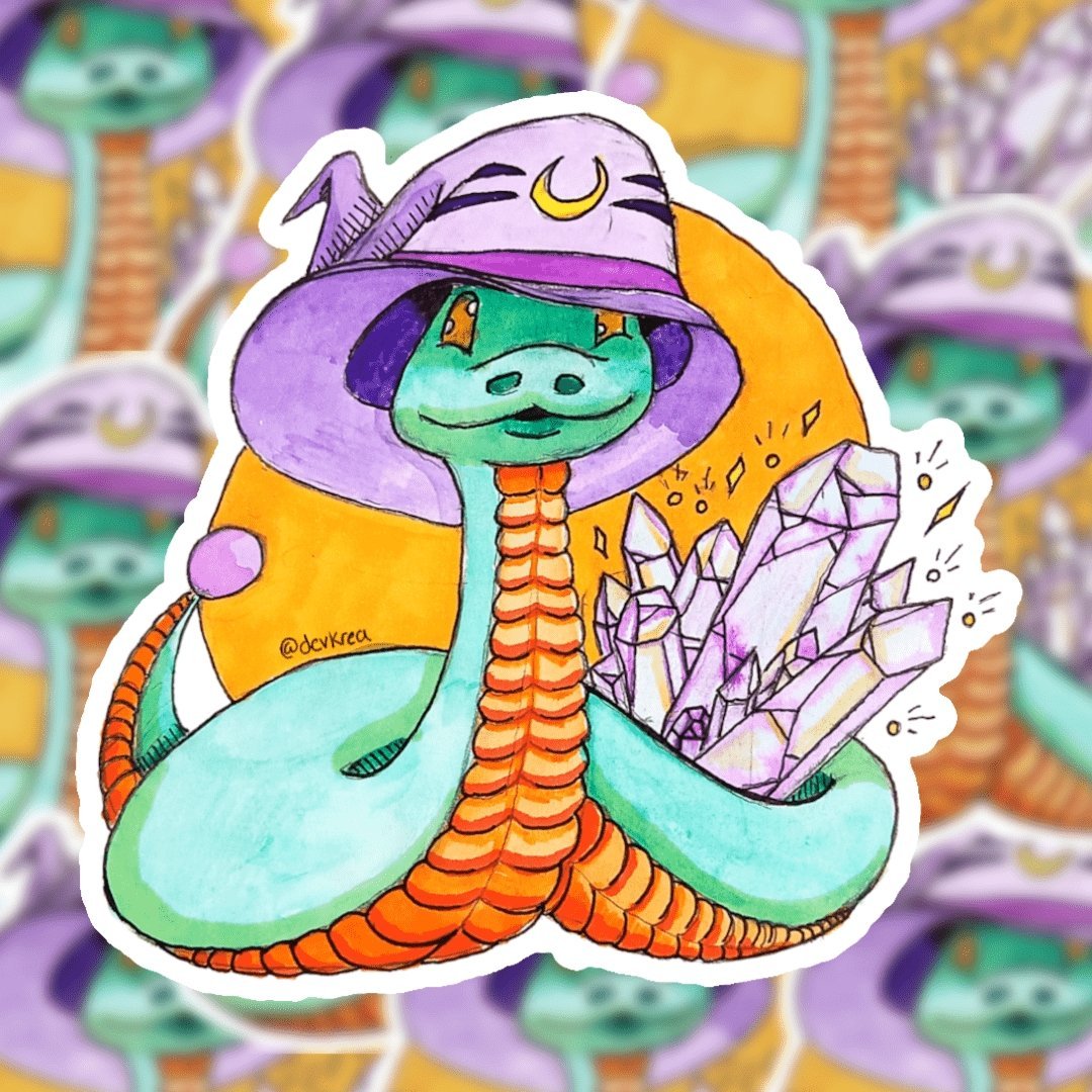 Witch Snake Familiar Sticker | 3" | DevKrea - Deviantkreations