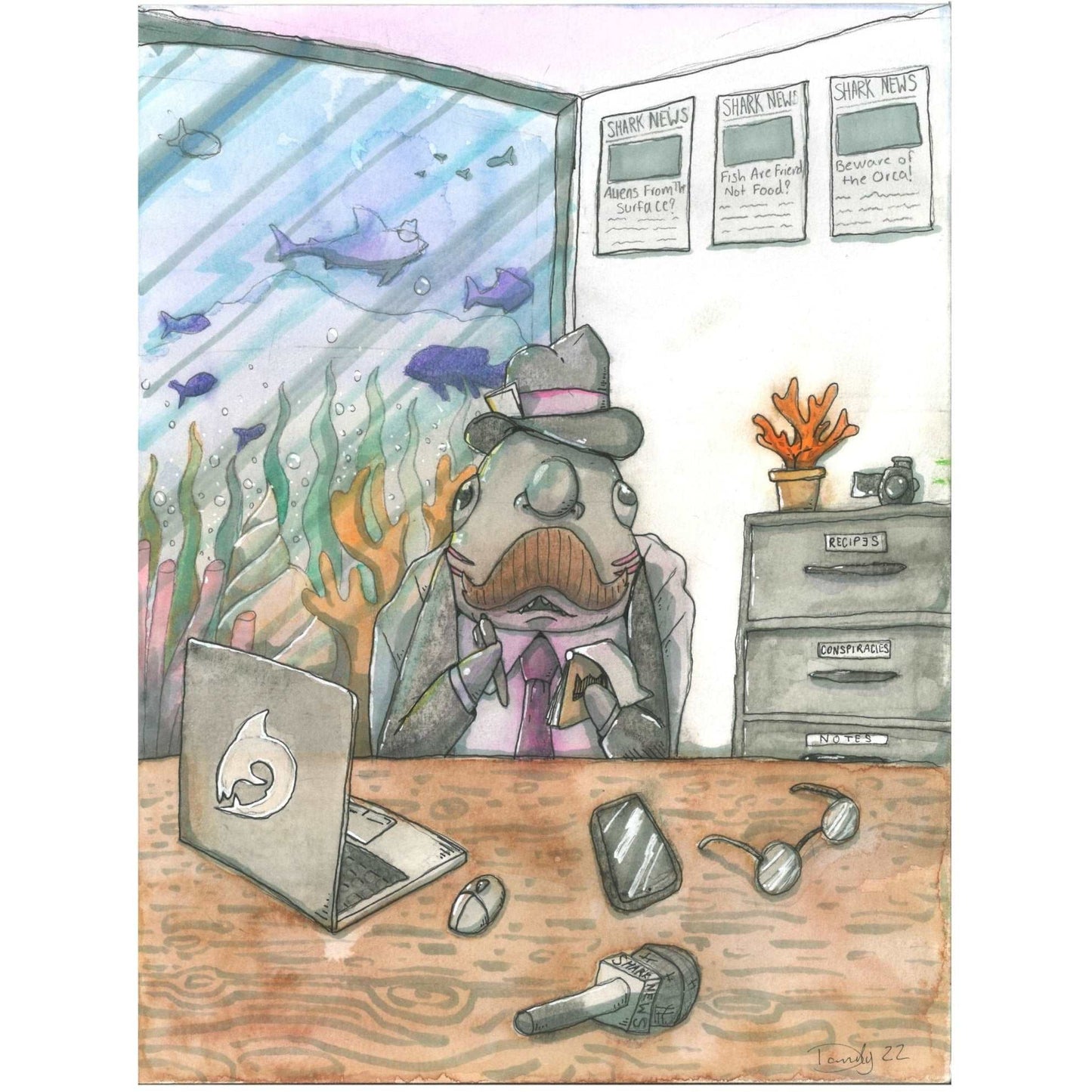 Working Animals Print: Finn S. Shark News | DevKrea - Deviantkreations
