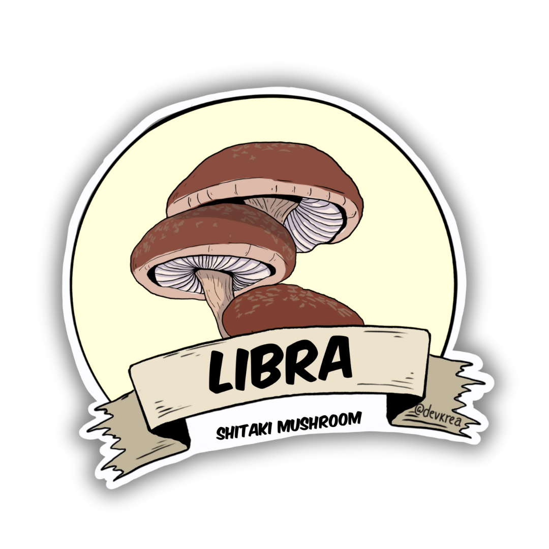 Libra Zodiac 3" Vinyl Sticker | Deviant Kreations - Deviantkreations - astrology, libra, mushroom, sticker, Stickers, zodiac