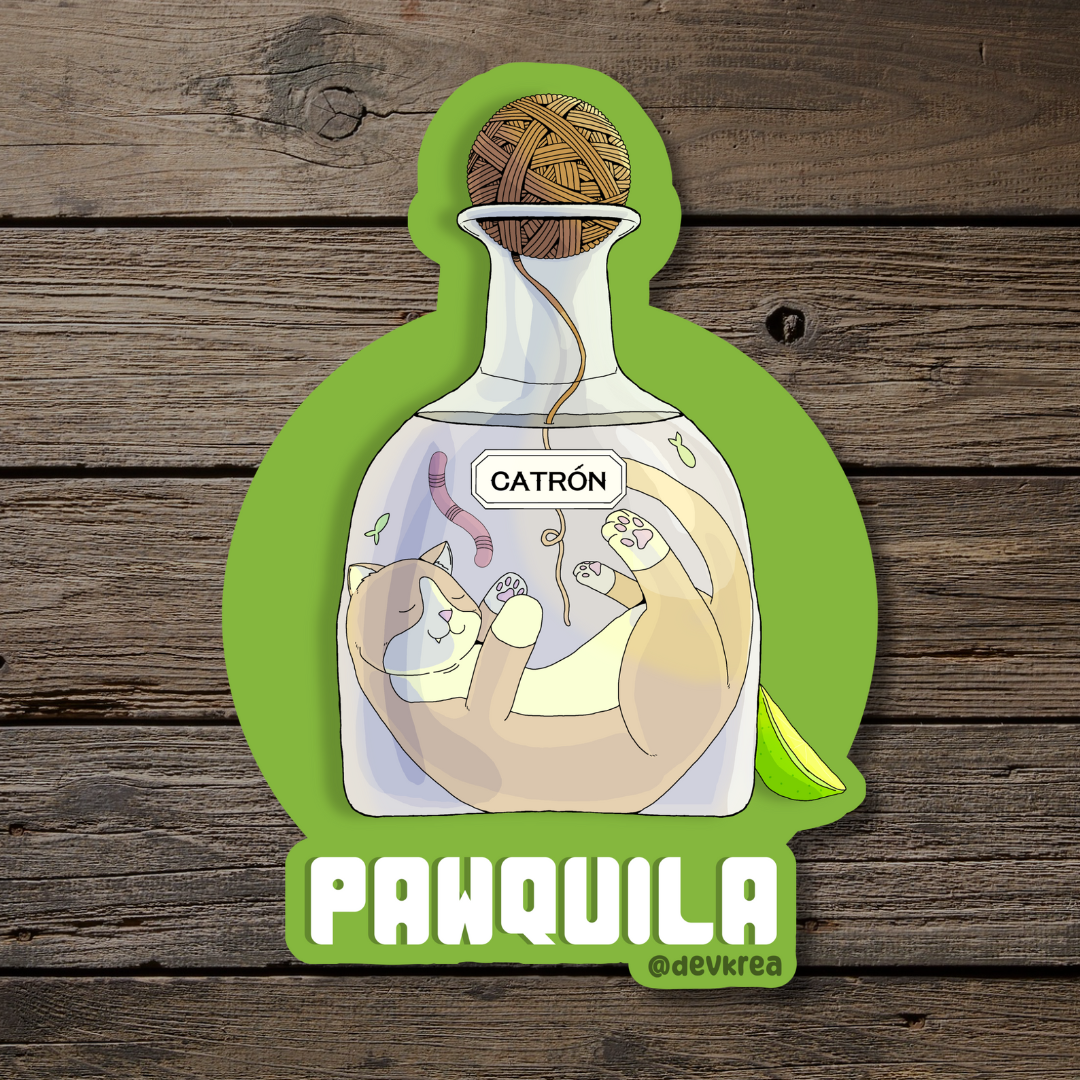 Pawquila | 3" Vinyl | Cat-tail Sticker | Deviant Kreations