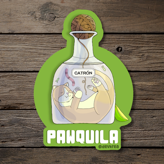 Pawquila | 3" Vinyl | Cat-tail Sticker | Deviant Kreations