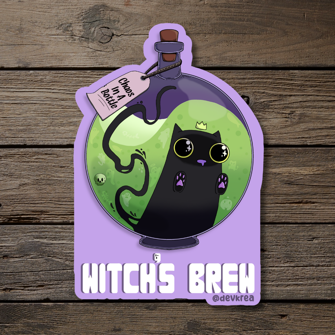 Witch's Brew | 3" Vinyl | Cat-tail Sticker | Deviant Kreations