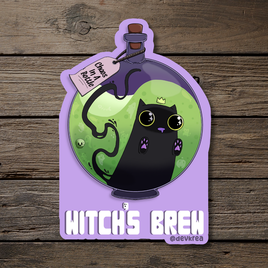 Witch's Brew | 3" Vinyl | Cat-tail Sticker | Deviant Kreations