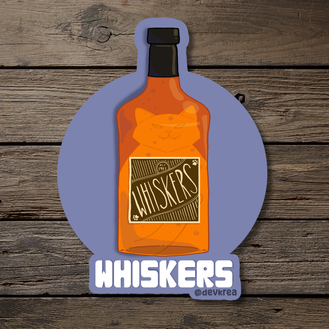 Whiskers | 3" Vinyl | Cat-tail Sticker | Deviant Kreations