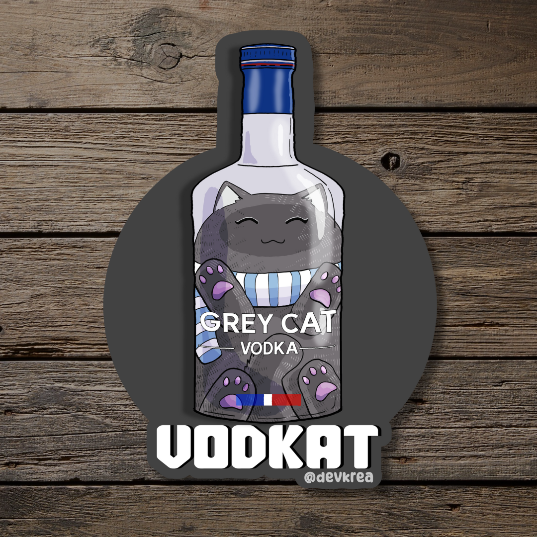 Vodkat | 3" Vinyl | Cat-tail Sticker | Deviant Kreations