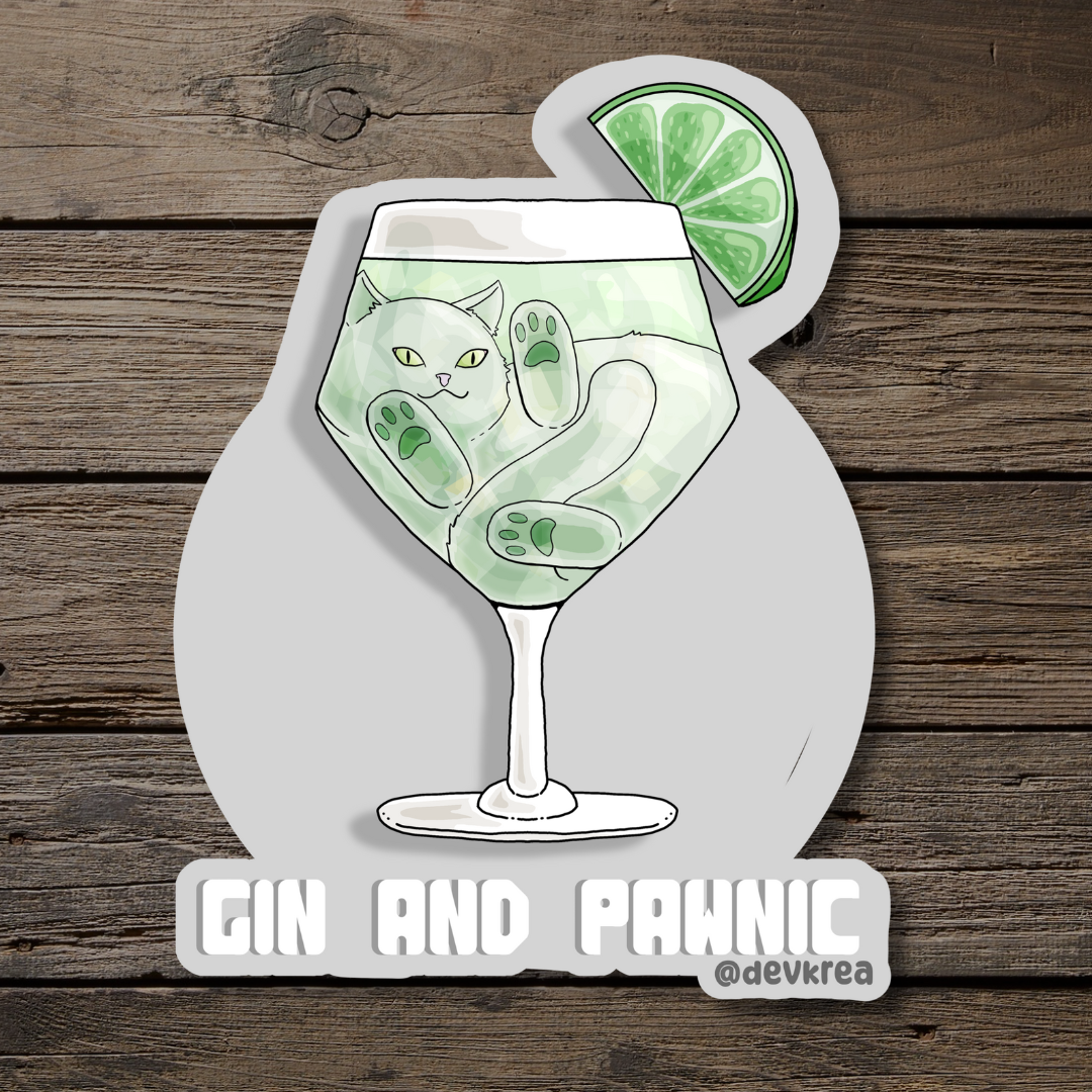 Gin and Pawnic | 3" Vinyl | Cat-tail Sticker | Deviant Kreations