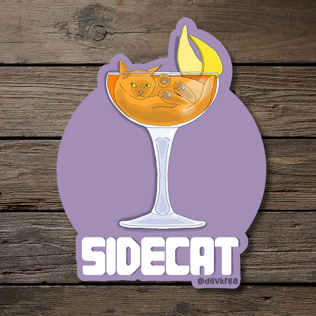 Side Cat | 3" Vinyl | Cat-tail Sticker | Deviant Kreations