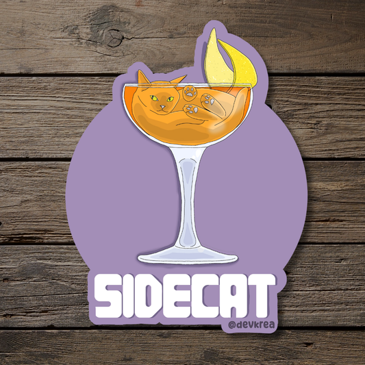 Side Cat | 3" Vinyl | Cat-tail Sticker | Deviant Kreations