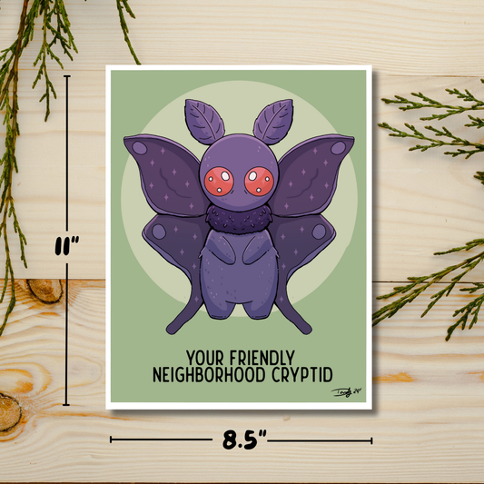 Friendly Mothman Cryptid Print | Print | Deviant Kreations