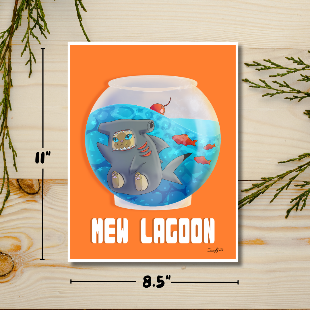 Mew Lagoon Cat-tail | Satin 8.5"x11"  Print | Deviant Kreations