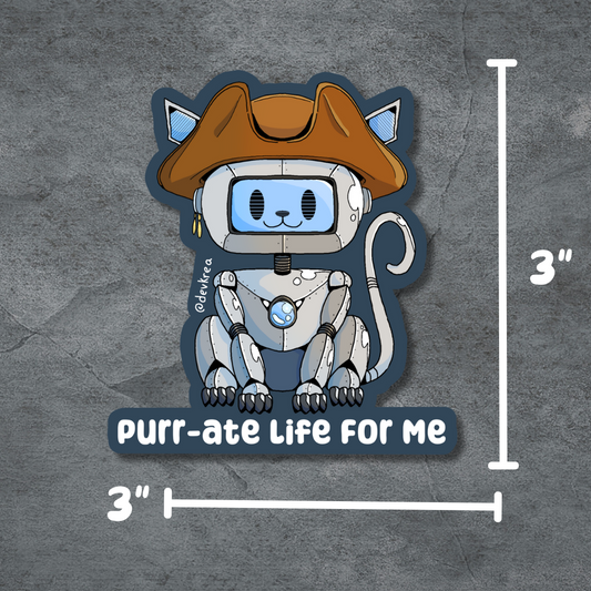 Purr-ate Life | 3" Matte Sticker | Deviant Kreations