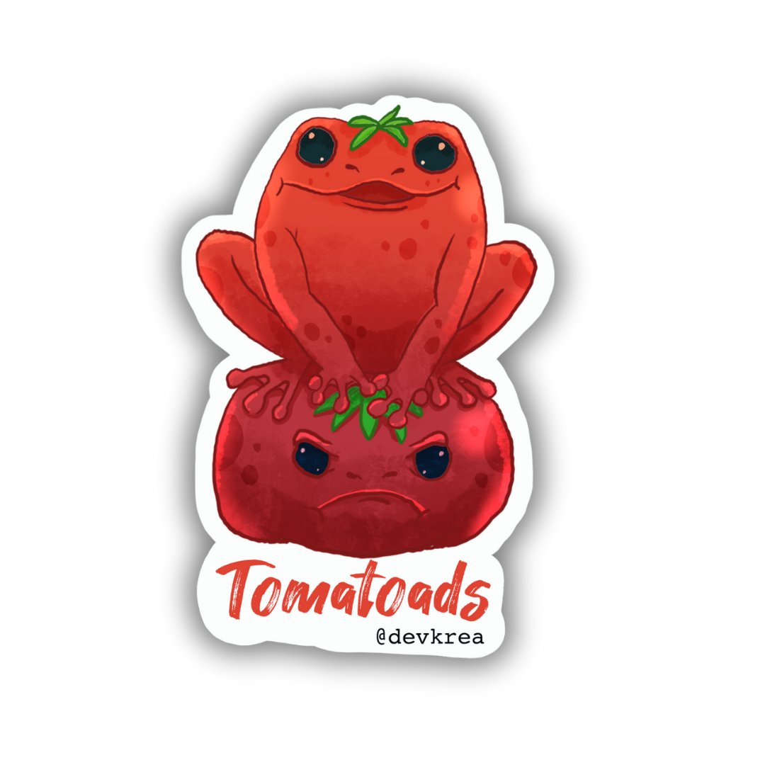 Tomatoads Sticker | 3" | Deviant Kreations - Deviantkreations - frog, fruit, sticker, Stickers, tomato