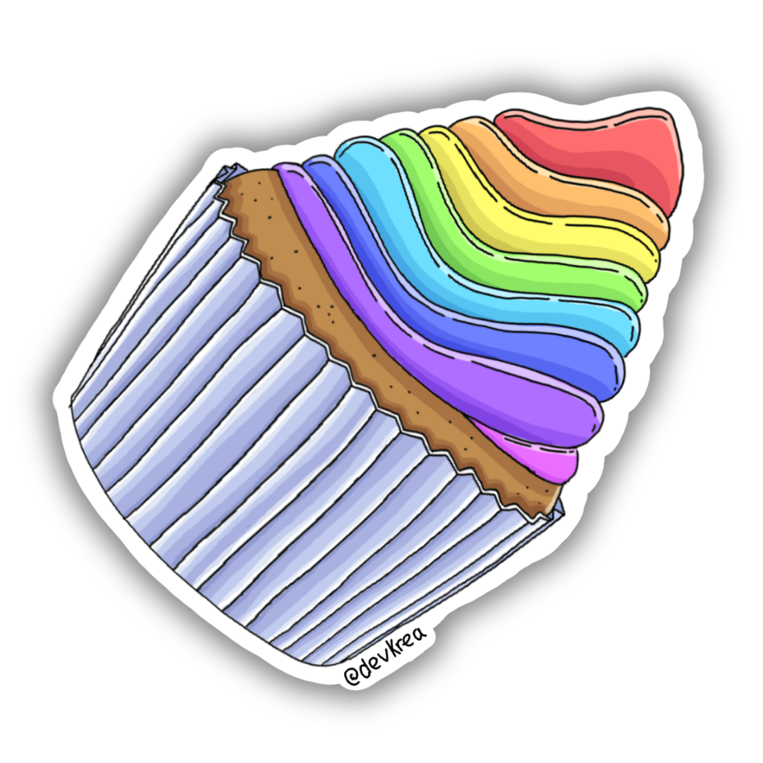 Pride Cupcake Sticker | 3" | Deviant Kreations - Deviantkreations - cake, cupcake, lgbtq, Pride, sticker, Stickers