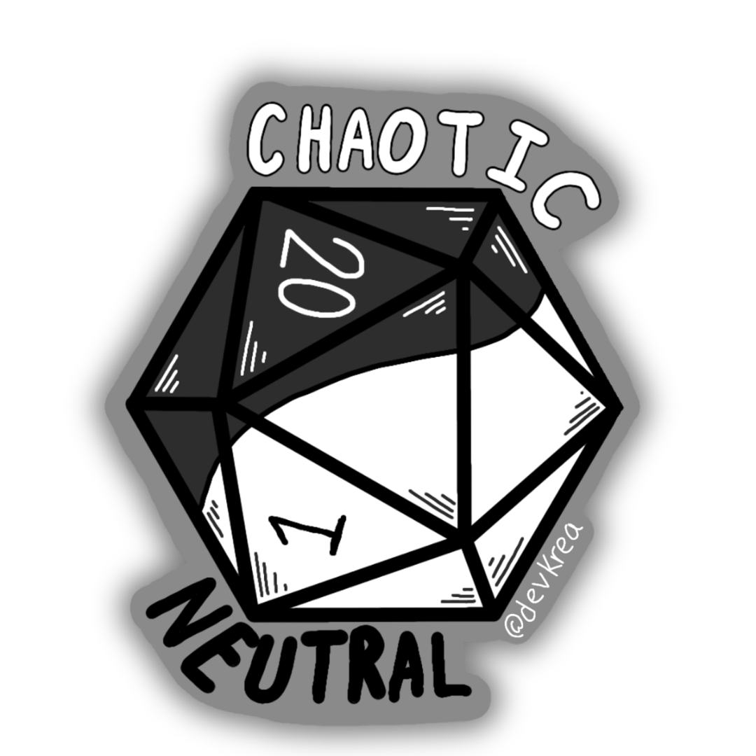 Chaotic Neutral Dice Sticker | 3" | Deviant Kreations