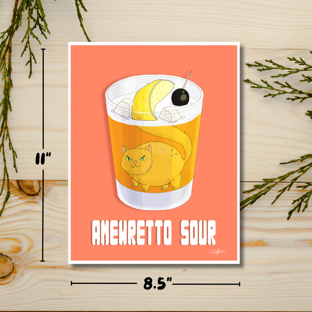Amewretto Sour Cat-tail | Satin 8.5"x11"  Print | Deviant Kreations