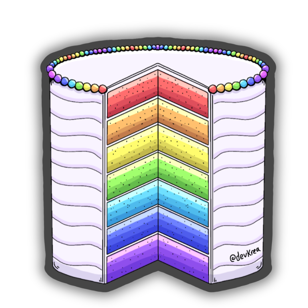 Rainbow Cake Sticker | 3" | Deviant Kreations - Deviantkreations - cake, lgbtq, pride, sticker, Stickers