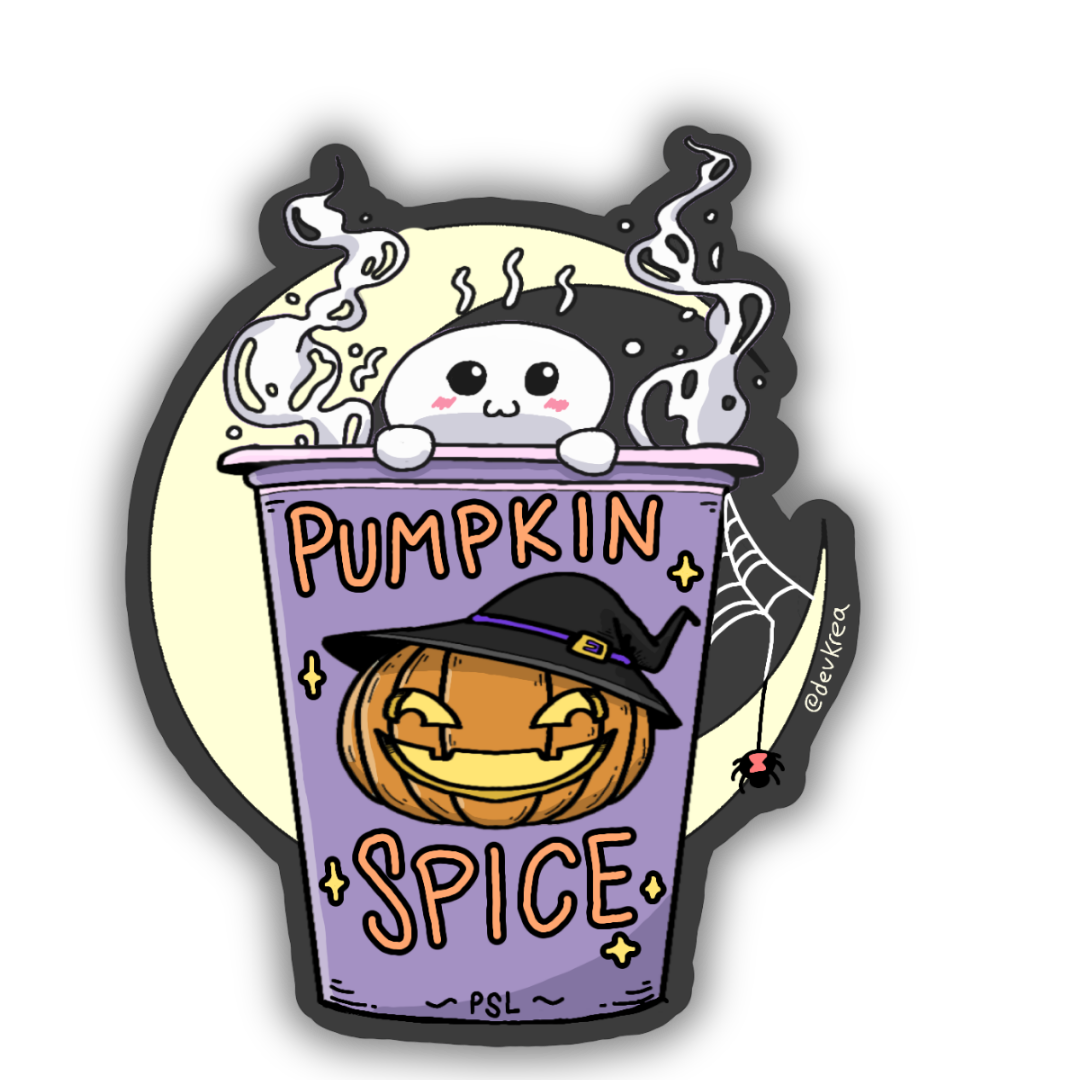 Pumpkin Spice Ghouly 3" Vinyl Sticker | Deviant Kreations