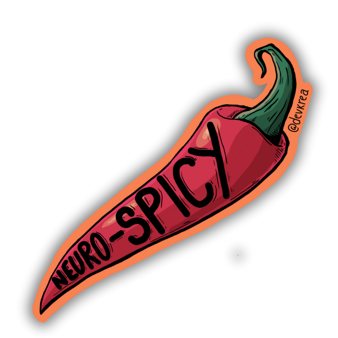 Neuro Spicy 3" Sticker | Deviant Kreations - Deviantkreations - mental health, pepper, sticker, Stickers
