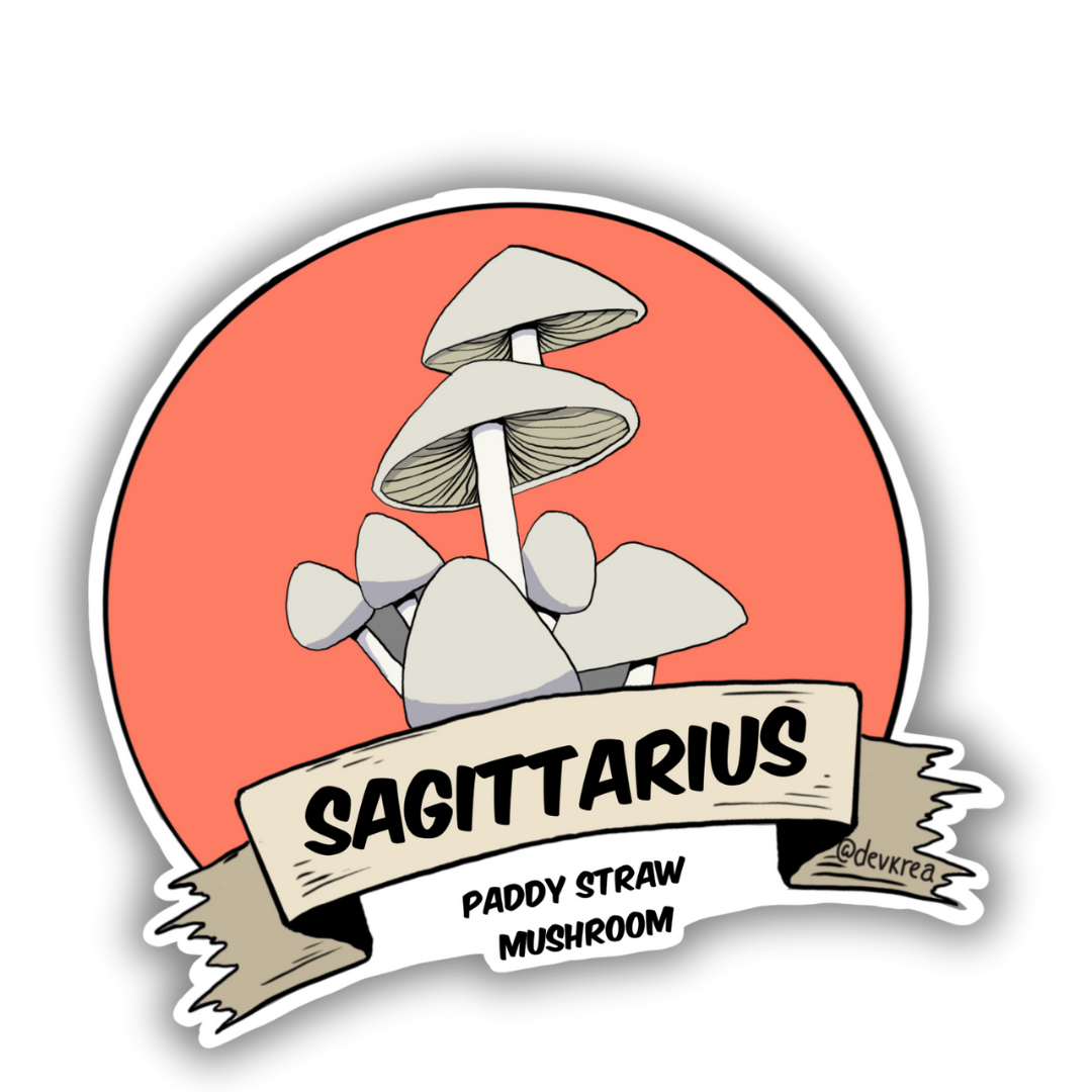 Sagittarius Zodiac  3" Vinyl Sticker | Deviant Kreations - Deviantkreations - astrology, mushroom, sagittarius, sticker, Stickers, zodiac