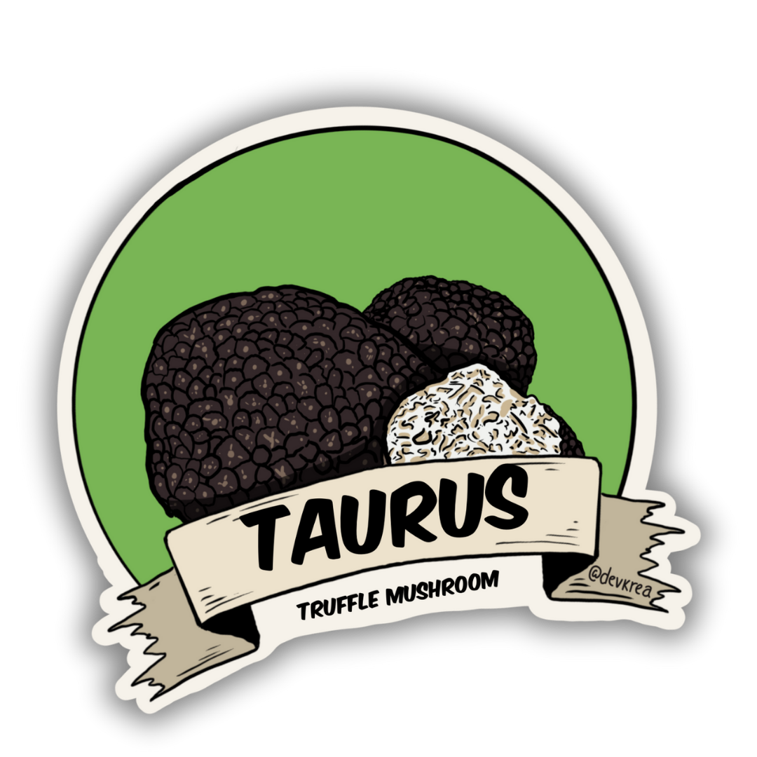 Taurus Zodiac 3" Vinyl Sticker | Deviant Kreations - Deviantkreations - astrology, mushroom, sticker, Stickers, zodiac