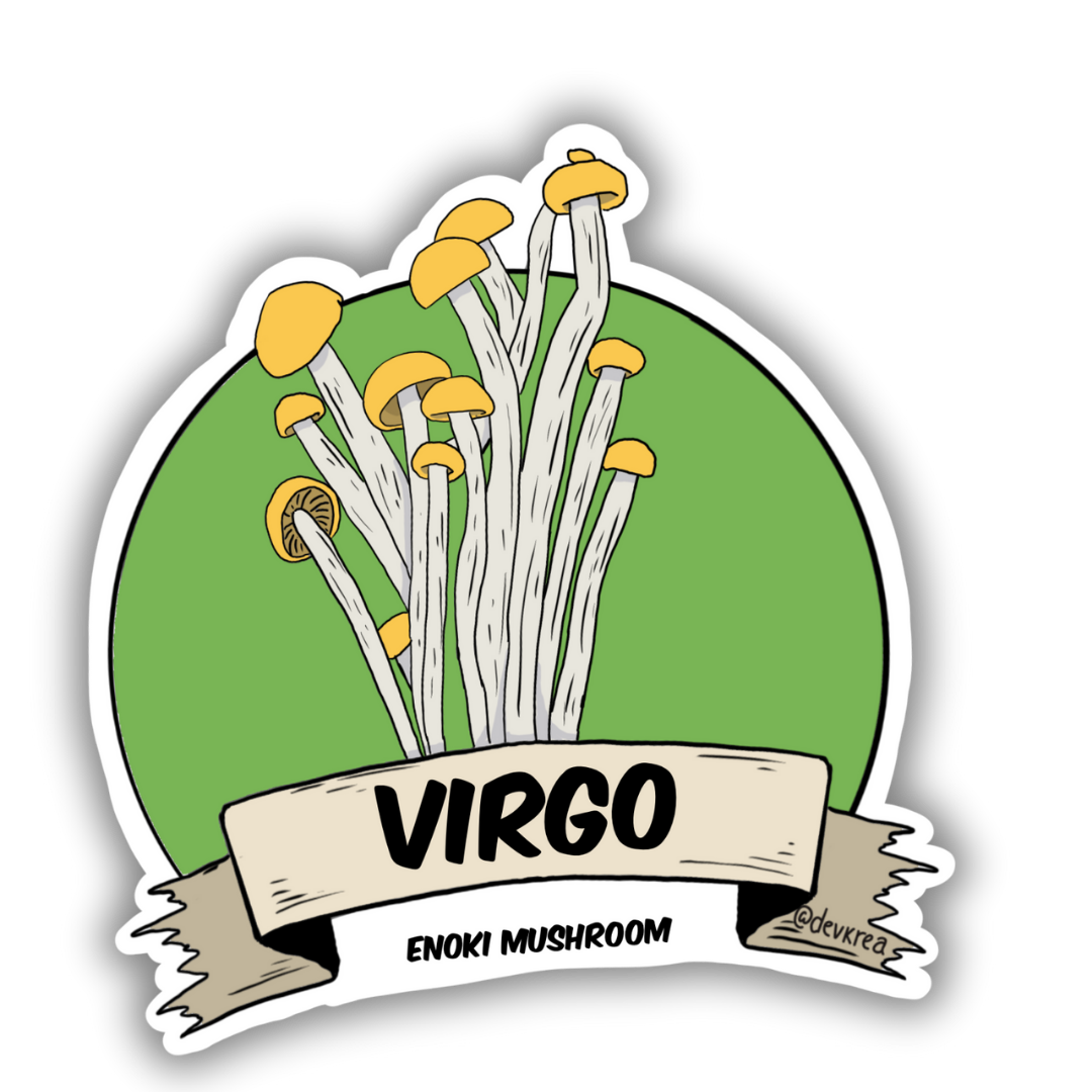 Virgo Zodiac 3" Vinyl Sticker | Deviant Kreations - Deviantkreations - astrology, mushroom, sticker, Stickers, virgo, zodiac