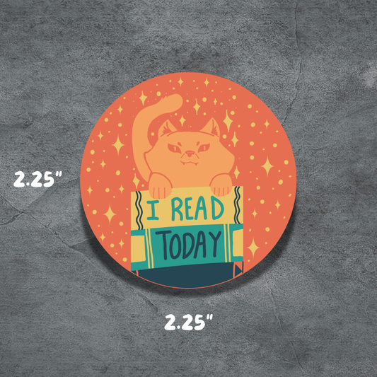 I read today | 2.25" Button | Deviant Kreations | Book Reading cute Cat pinback button