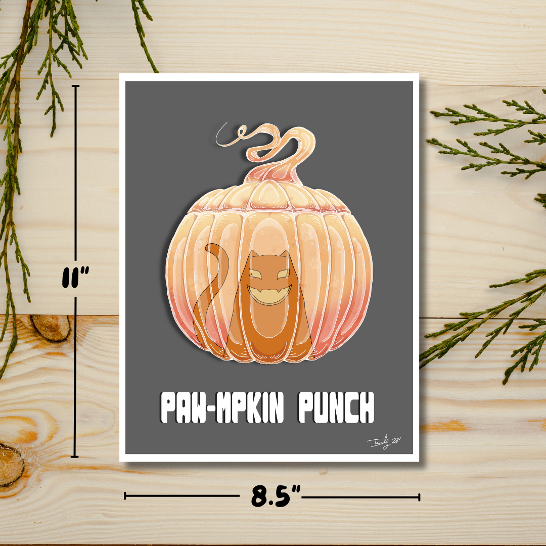 Paw-mpkin Punch Cat-tail Print | Deviant Kreations